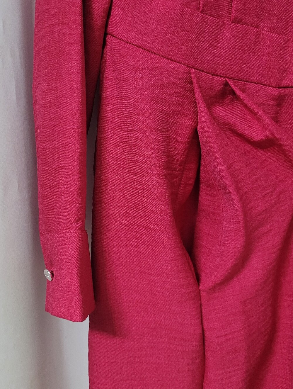 NWT DKNY raspberry pink long-sleeve shirt dress - Picture 7 of 10